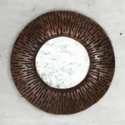 Ronde Spiegel Donker Teak