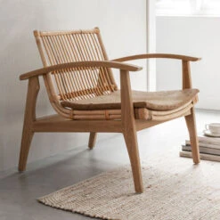 Fauteuil Van Teak En Rotan