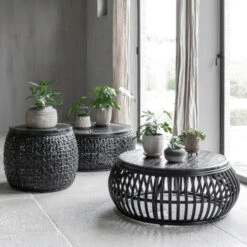 Salontafel Zwart Rotan Rond -Zuiver Verkoop must living positano ronde salontafel zwart rotan 02