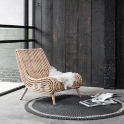 Rond Zwart Vloerkleed 150 Cm -Zuiver Verkoop must living prado rond zwart vloerkleed 150 cm 02