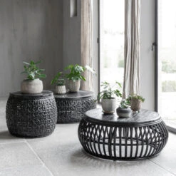 Ronde Salontafel Zwart Rotan 9 Ronde Salontafel Zwart Rotan -Zuiver Verkoop must living rimini large ronde salontafel zwart rotan 05