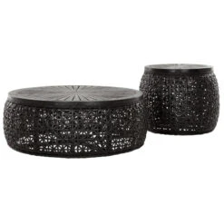 Zwarte Rotan Salontafel Rond -Zuiver Verkoop must living rimini small zwarte rotan salontafel rond 02