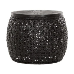 Zwarte Rotan Salontafel Rond