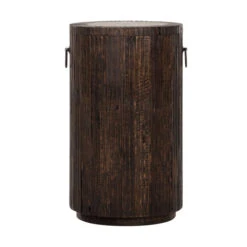 Ronde Plantenzuil Donker Hout