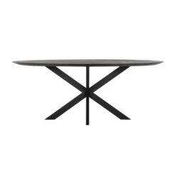 Ovale Eettafel Zwart Teakhout