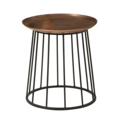 Ronde Koperen Bijzettafel