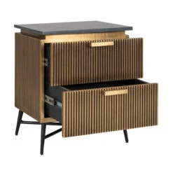 Gouden Nachtkastje Met Marmer -Zuiver Verkoop richmond interiors ironville gouden nachtkastje met marmer 05