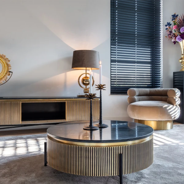 Ronde Salontafel Met Marmer 5 Ronde Salontafel Met Marmer - Afbeelding 3