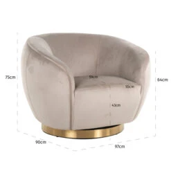Draaifauteuil Velvet -Zuiver Verkoop richmond interiors layla draaifauteuil velvet khaki 05 1