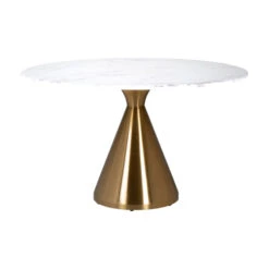 Ronde Eettafel Wit Marmer En Goud