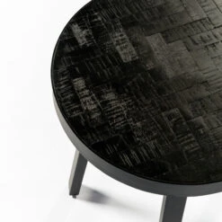 Ronde Bijzettafel Zwart Teak Hout -Zuiver Verkoop ronde bijzettafel zwart teak hout black teak bodio 02