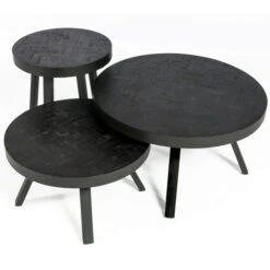 Ronde Bijzettafel Zwart Teak Hout -Zuiver Verkoop ronde bijzettafel zwart teak hout black teak bodio 04