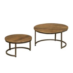 Ronde Bijzettafels Set Mangohout