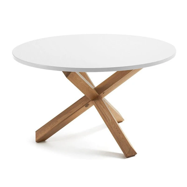 Ronde Eettafel Wit Met Eiken 4 Ronde Eettafel Wit Met Eiken - Afbeelding 2