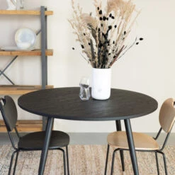 Ronde Eettafel Zwart Teak Hout -Zuiver Verkoop ronde eettafel zwart teak hout mo lumz home 07