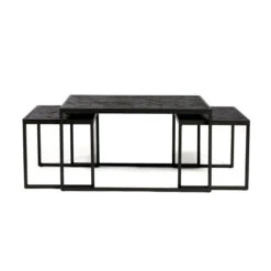 Salontafelset Van Zwart Teak Hout