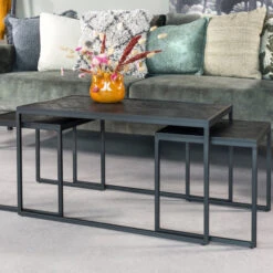 Salontafelset Van Zwart Teak Hout -Zuiver Verkoop salontafelset van zwart teak hout black teak bodio 05