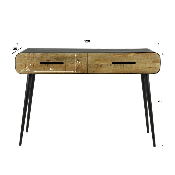 Sidetable Met 2 Mangohouten Lades 7 Sidetable Met 2 Mangohouten Lades - Afbeelding 5
