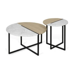 Tafeltje Eiken En Wit Marmer -Zuiver Verkoop temahome sonata tafeltje eiken en wit marmer 01