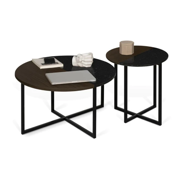 Tafeltje Walnoot En Zwart Marmer 12 Tafeltje Walnoot En Zwart Marmer - Afbeelding 10