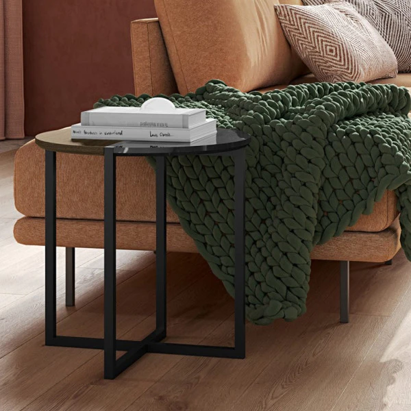 Tafeltje Walnoot En Zwart Marmer 5 Tafeltje Walnoot En Zwart Marmer - Afbeelding 3