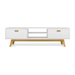 Tv-meubel Mat Wit Met Eiken