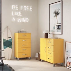 Hoge Ladekast -Zuiver Verkoop tenzo malibu hoge ladekast geel 03 1