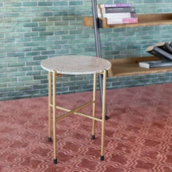 Terrazzo Bijzettafel Met Messing -Zuiver Verkoop terrazzo bijzettafel met messing lumz home mario 04