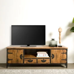 Stoer Tv-meubel Industrieel -Zuiver Verkoop tower living basto houten tv meubel 180 cm 01 2