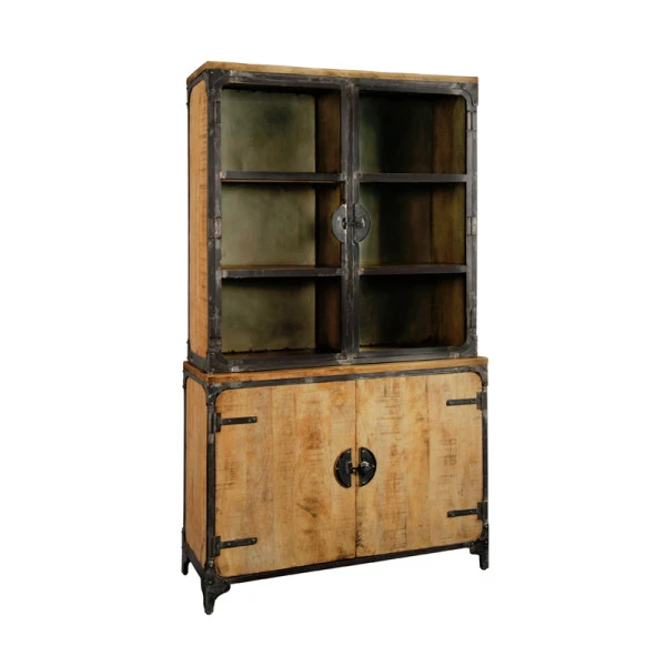 Houten Vitrinekast Bruin 4 Houten Vitrinekast Bruin - Afbeelding 2