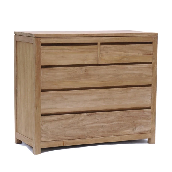Commode Teakhout Met 5 Lades 4 Commode Teakhout Met 5 Lades - Afbeelding 2