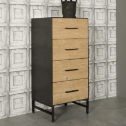 Smalle Ladenkast Eiken Met Metaal -Zuiver Verkoop tower living lido smalle ladenkast eiken met metaal 02