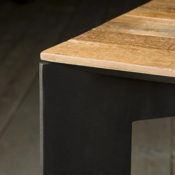 Vierkante Salontafel Metaal En Hout 4 Vierkante Salontafel Metaal En Hout - Afbeelding 2