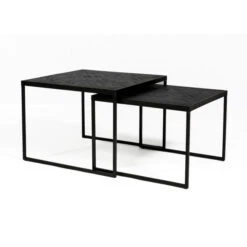 Vierkante Salontafelset Zwart Teak