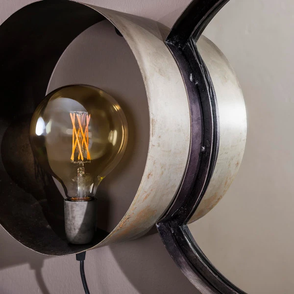 Wandlamp Met Ronde Spiegel Industrieel 6 Wandlamp Met Ronde Spiegel Industrieel - Afbeelding 4