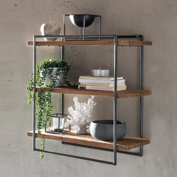 Wandrek Van Hout En Metaal 60x60 Cm 3 Wandrek Van Hout En Metaal 60x60 Cm