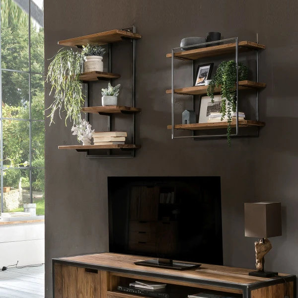 Wandrek Van Hout En Metaal 60x60 Cm 4 Wandrek Van Hout En Metaal 60x60 Cm - Afbeelding 2