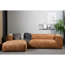 WOOOD Leren Hoekbank Ecoleer -Zuiver Verkoop woood bean leren hoekbank cognac 03 1