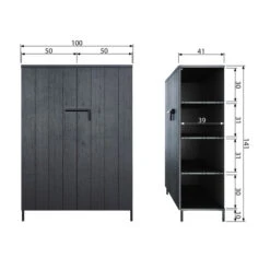 WOOOD Zwarte Kast Grenen Diep Zwart -Zuiver Verkoop woood bruut zwarte houten wandkast 06