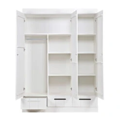 WOOOD Witte Kledingkast 3-deurs Met Lades -Zuiver Verkoop woood connect witte kledingkast 3 deurs met lades 3