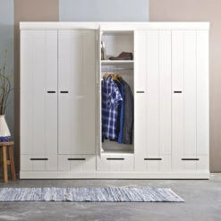 WOOOD Witte Kledingkast 3-deurs Met Lades -Zuiver Verkoop woood connect witte kledingkast 3 deurs met lades 5