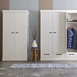 WOOOD Witte Kledingkast 3-deurs Met Lades -Zuiver Verkoop woood connect witte kledingkast 3 deurs met lades 6