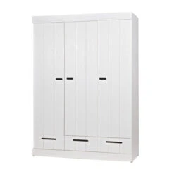 WOOOD Witte Kledingkast 3-deurs Met Lades -Zuiver Verkoop woood connect witte kledingkast 3 deurs met lades 7
