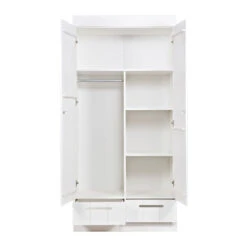 WOOOD Witte Kledingkast 2-deurs Met Lades -Zuiver Verkoop woood connect witte kledingkast strokendeur 2 deurs met lades 3