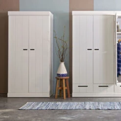 WOOOD Witte Kledingkast 2-deurs Met Lades -Zuiver Verkoop woood connect witte kledingkast strokendeur 2 deurs met lades 4