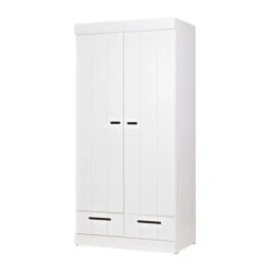 WOOOD Witte Kledingkast 2-deurs Met Lades -Zuiver Verkoop woood connect witte kledingkast strokendeur 2 deurs met lades 5