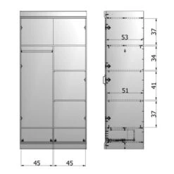 WOOOD Witte Kledingkast 2-deurs Met Lades -Zuiver Verkoop woood connect witte kledingkast strokendeur 2 deurs met lades 7