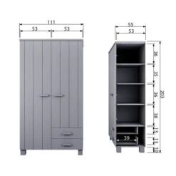 WOOOD Grenen Kledingkast -Zuiver Verkoop woood dennis grenen kledingkast 06