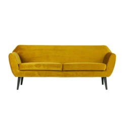 WOOOD Retro 3-zits Bank Velvet -Zuiver Verkoop woood rocco fluwelen sofa okergeel 01 1