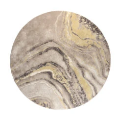 Zuiver Rond Design Vloerkleed Grijs/oker